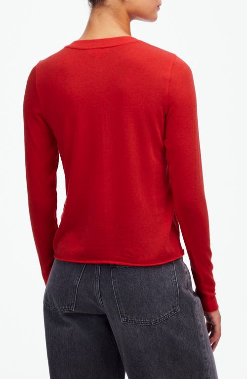 Madewell Crewneck Cardigan In Bright Cherry