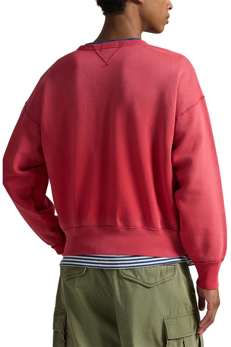 Vintage Fit Fleece Crewneck Sweatshirt, Alternate, color, SUNRISE RED