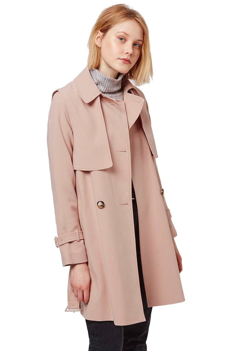 Tailored Double Breasted Coat, Alternate, color, LIGHT PINK