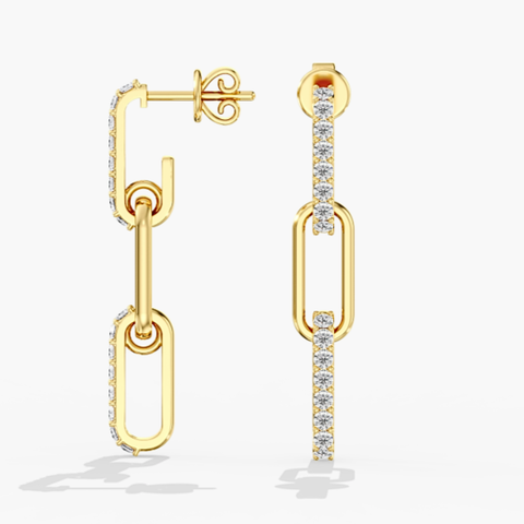 Paperclip Lab Diamond Drop Earrings in 14K Gold