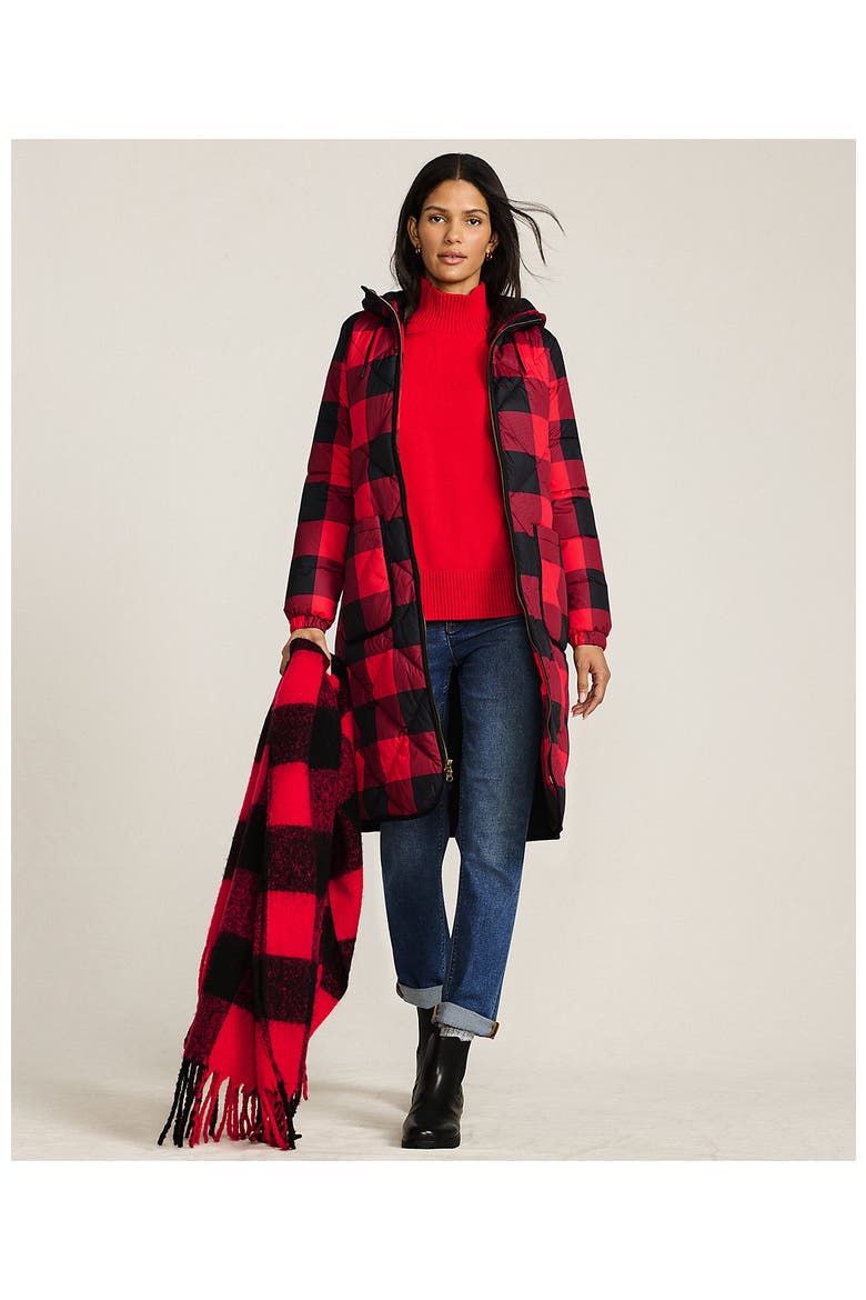 FeatherFree Insulated Diamond Quilted Maxi Coat, Alternate, color, Compass Red Check