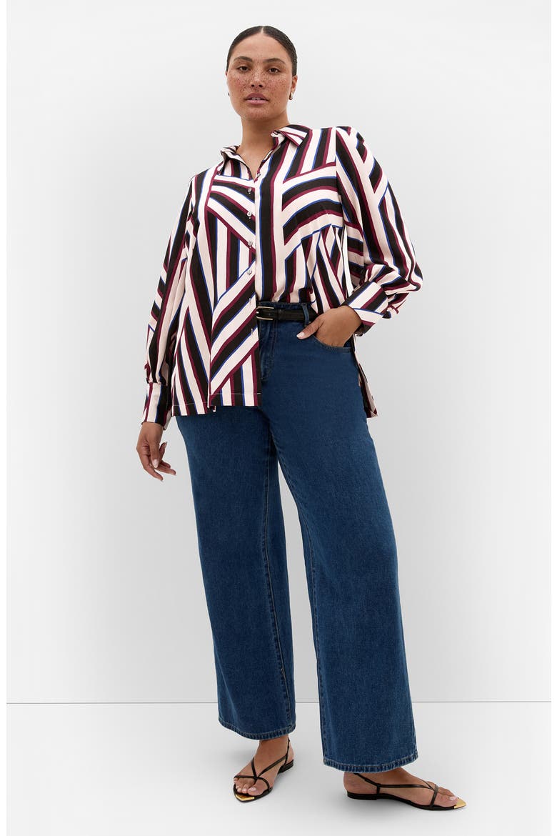Haylee Striped Button Front Shirt, Alternate, color, TIMELESS STRIPE