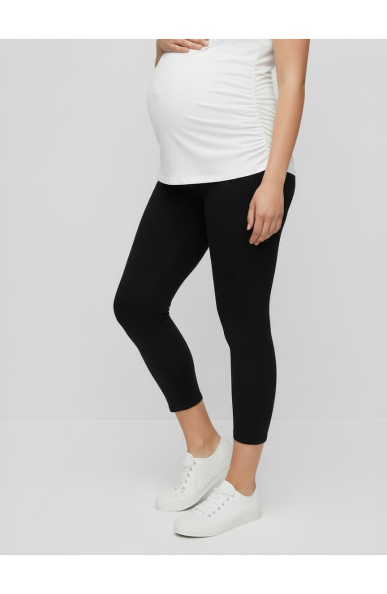 MOTHERHOOD MATERNITY Basic Secret Fit Belly Maternity Crop Leggings, Main, color, Black