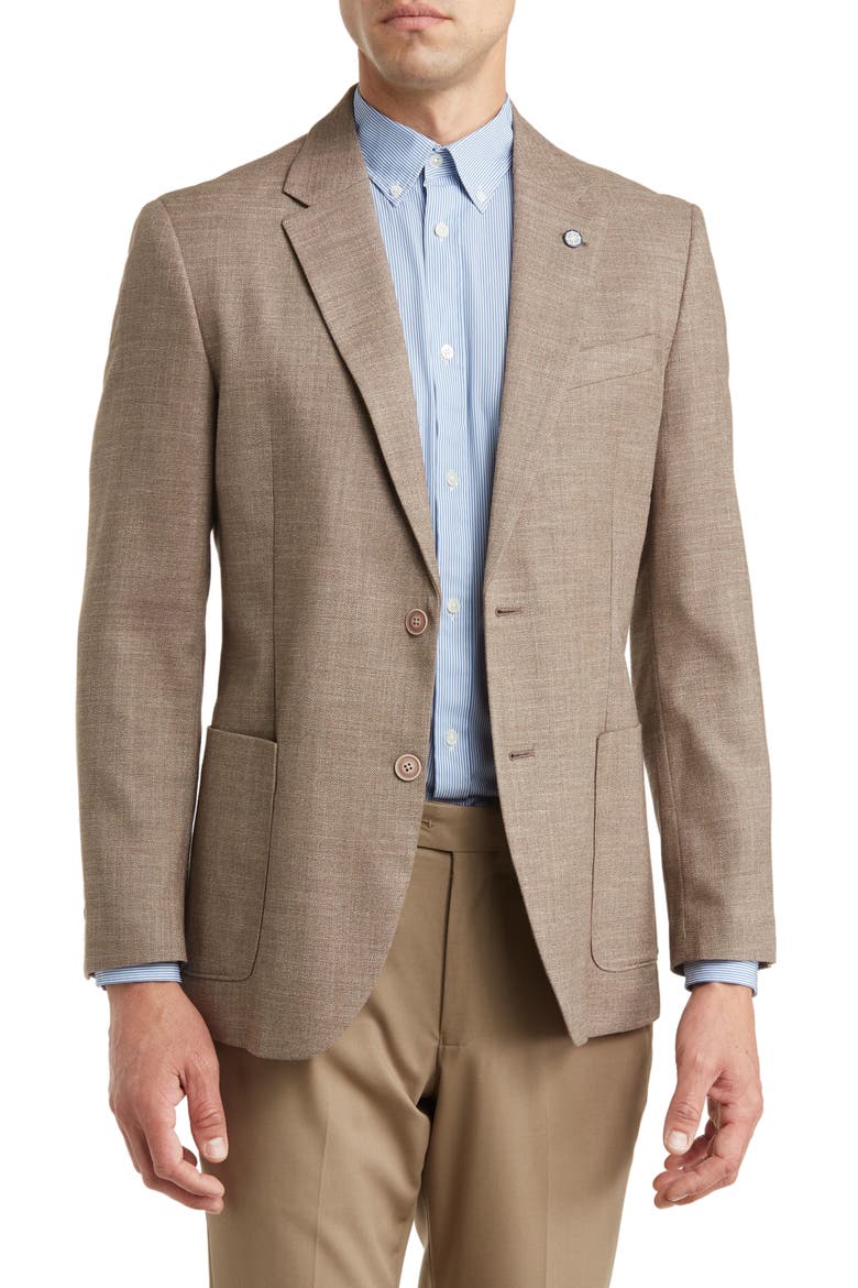 Jensen Taupe Structure Weave Sport Coat, Main, color, TAUPE