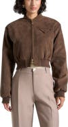 Manière De Voir Monique Suede Wide Shoulder Bomber Jacket
