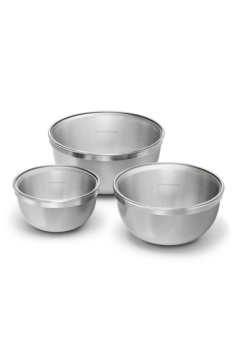 3-Piece Stainless Steel Mixing Bowl Set, Main, color, GRAY