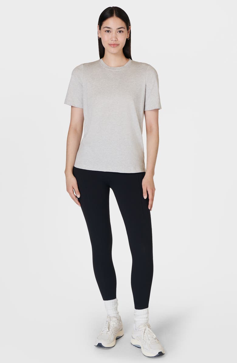 Sweaty Betty Essential Crewneck T-Shirt, Alternate, color, Light Grey Marl