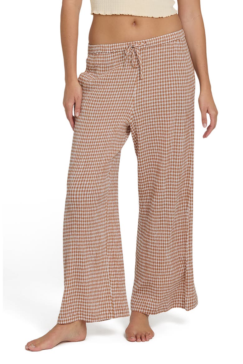 Wanderer Bitty Check Drawstring Pants, Main, color, SUGAR ALMOND