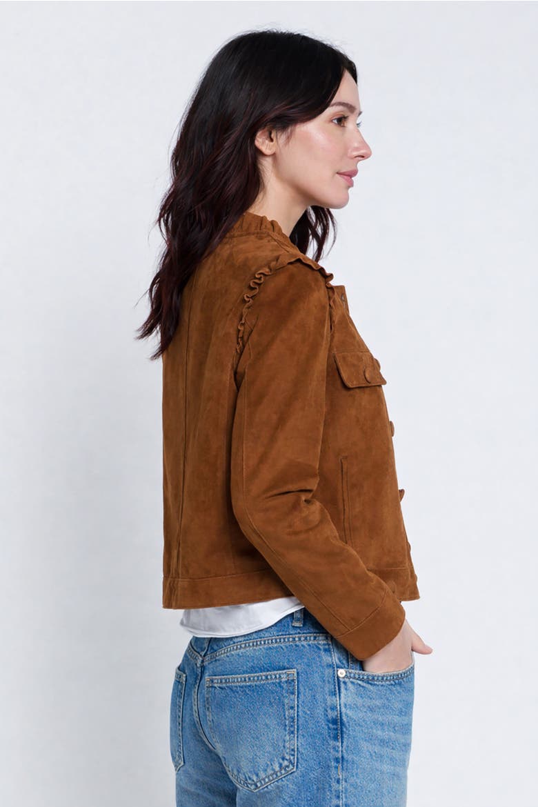 Odessa Girly Suede Jacket, Alternate, color, SADDLE
