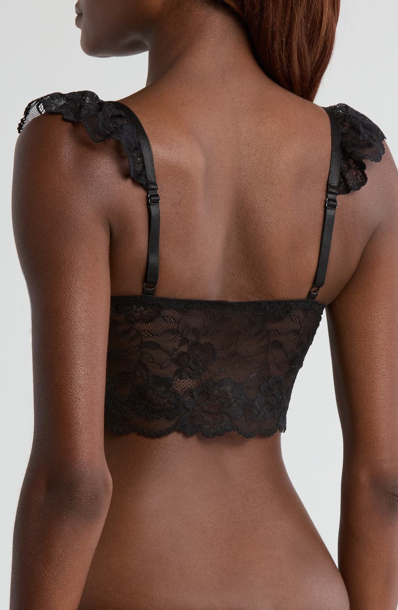 Coquette Lace Longline Bralette, Alternate, color, Black