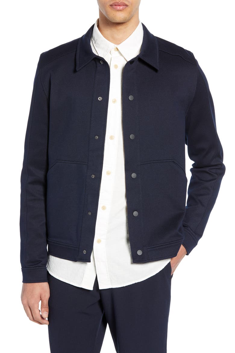Matt Knit Shirt Jacket, Main, color, DARK SAPPHIRE