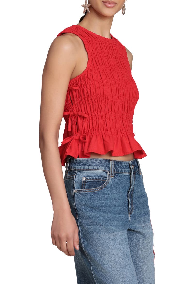 Smock Linen Blend Top, Alternate, color, HOT RED