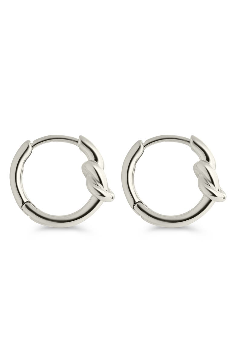 Sterling Forever Minnie Love Knot Huggie Hoop Earrings, Alternate, color, Silver