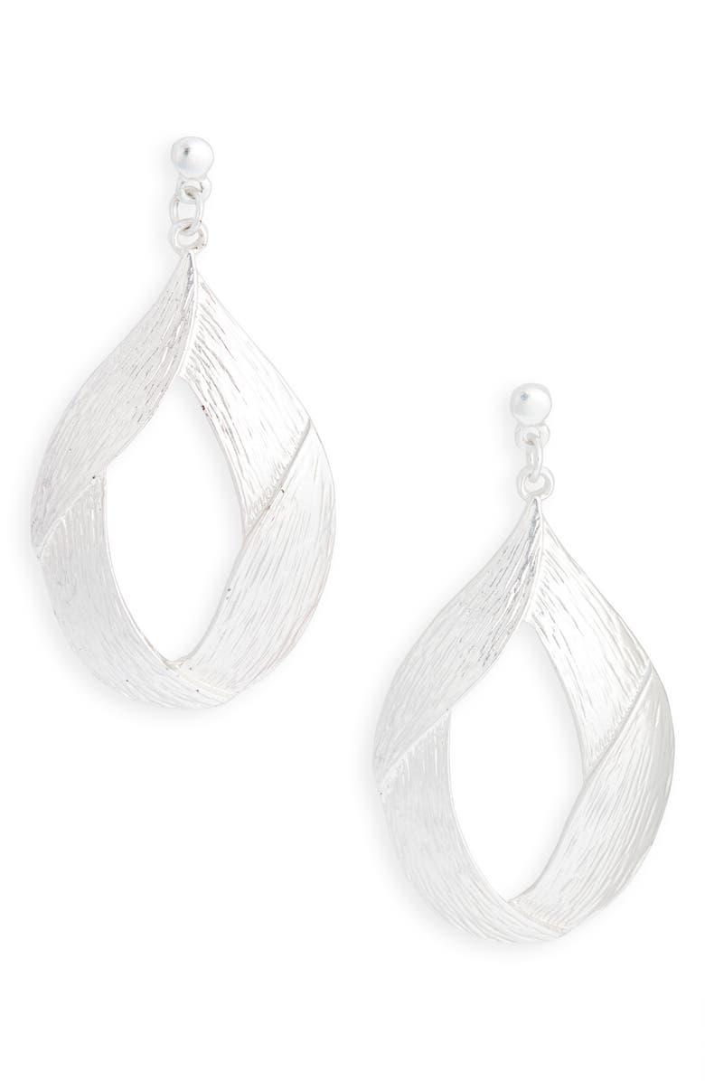 Karine Sultan Open Teardrop Earrings, Main, color, Silver