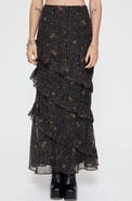 Disturbia Astralis Stripe Ruffle Tiered Maxi Skirt