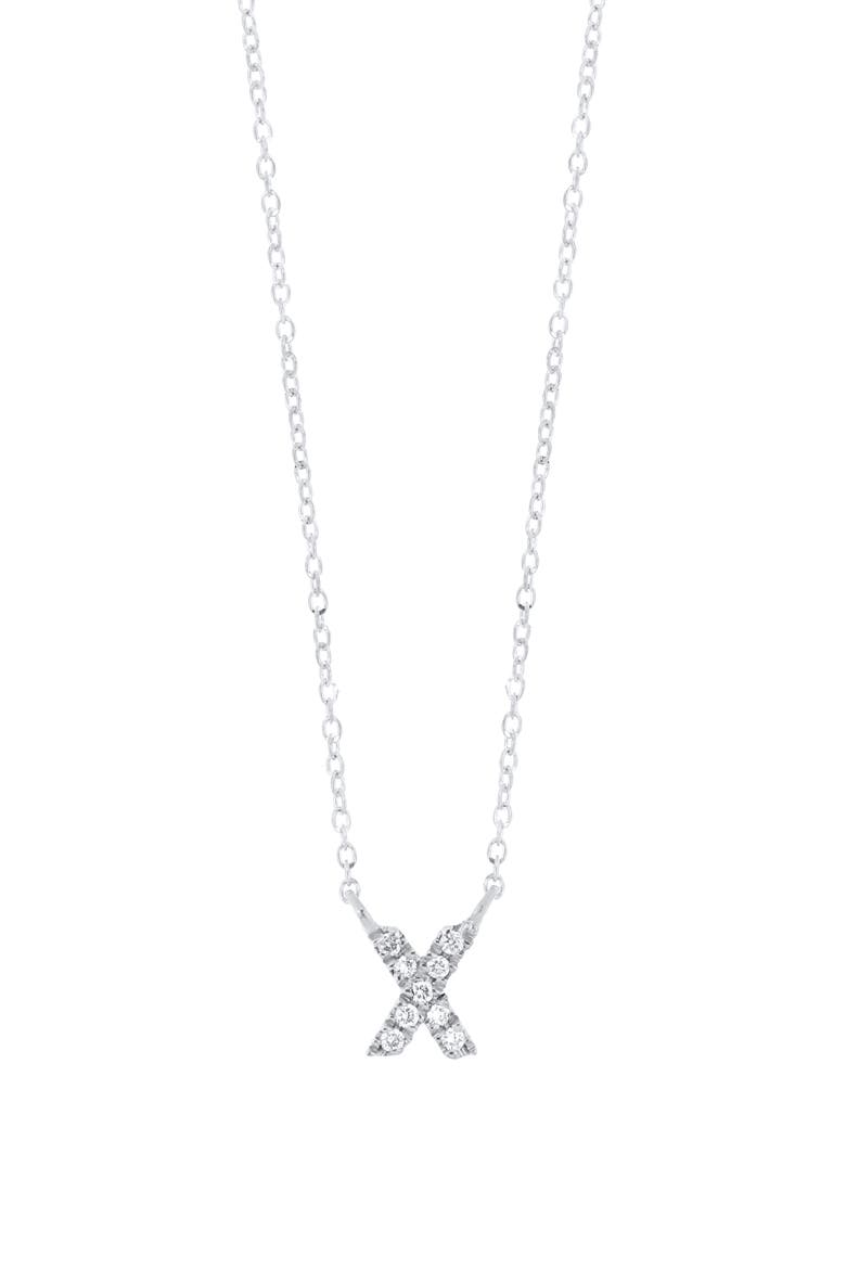 Icon Diamond Initial Pendant Necklace, Main, color, 18K WHITE GOLD - X