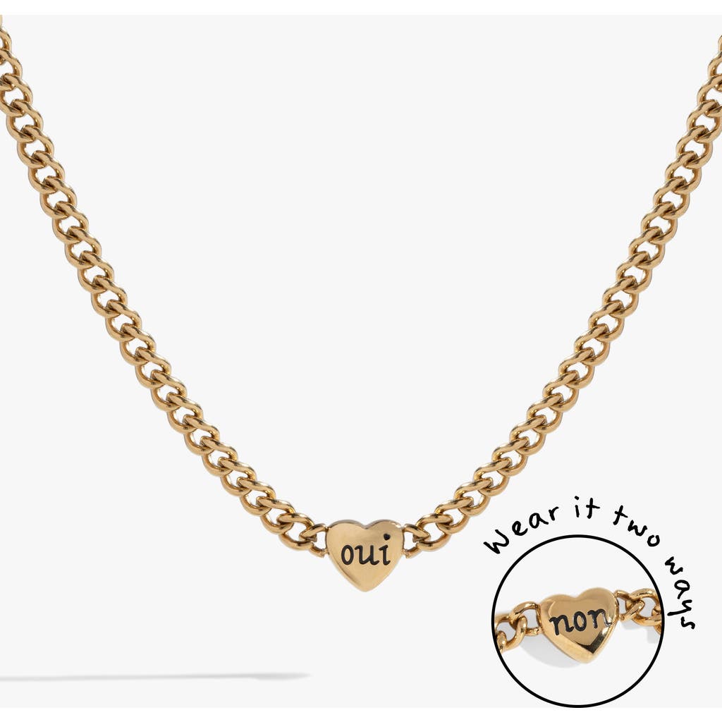Alex And Ani Oui Non Heart Inline Necklace In Gold
