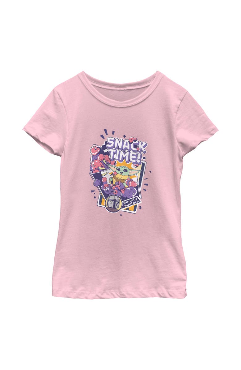 Star Wars: The Mandalorian and Grogu Girl's Star Wars The Mandalorian and Grogu The Child Happy Snack Time  Graphic T-Shirt, Main, color, Light Pink