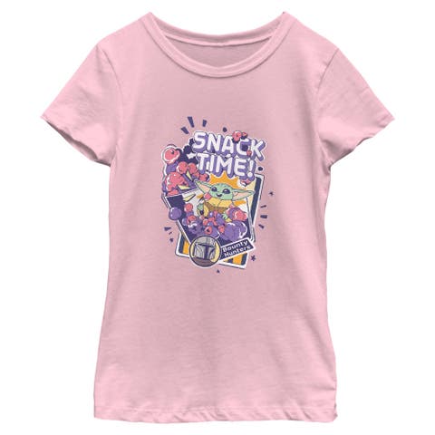 Girl's Star Wars The Mandalorian and Grogu The Child Happy Snack Time  Graphic T-Shirt