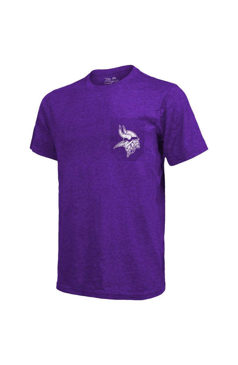 Majestic Threads Minnesota Vikings Majestic Threads Tri-Blend Pocket T-Shirt - Heathered Purple, Alternate, color, Purple