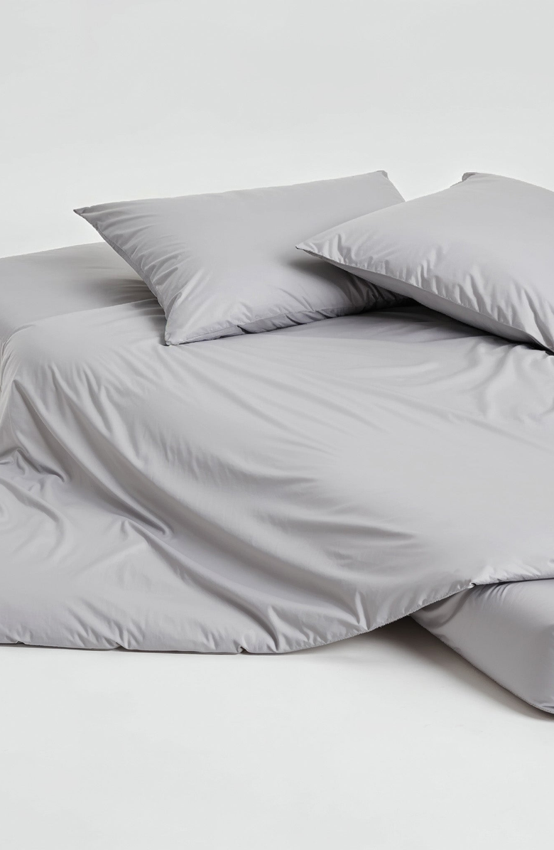 Italic Luxe Australian Sateen Duvet Cover, Alternate, color, Pebble Gray