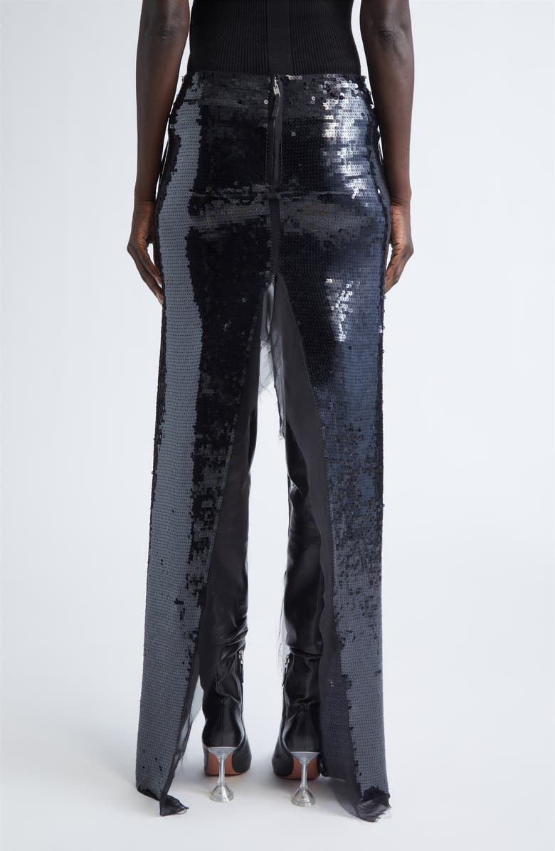 Rick Owens Concordians Sequin & Chiffon Sliced Skirt, Alternate, color, Black
