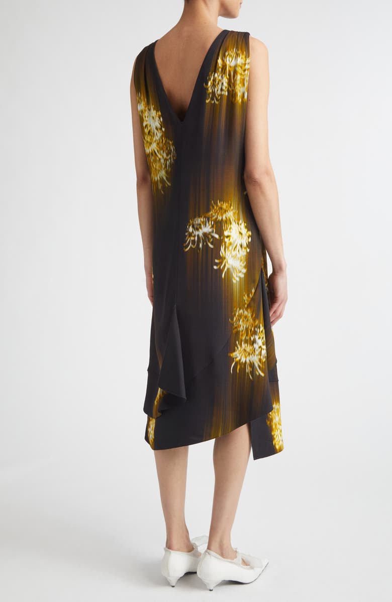 Proenza Schouler Rhetta Asymmetric Midi Dress, Alternate, color, Black Multi