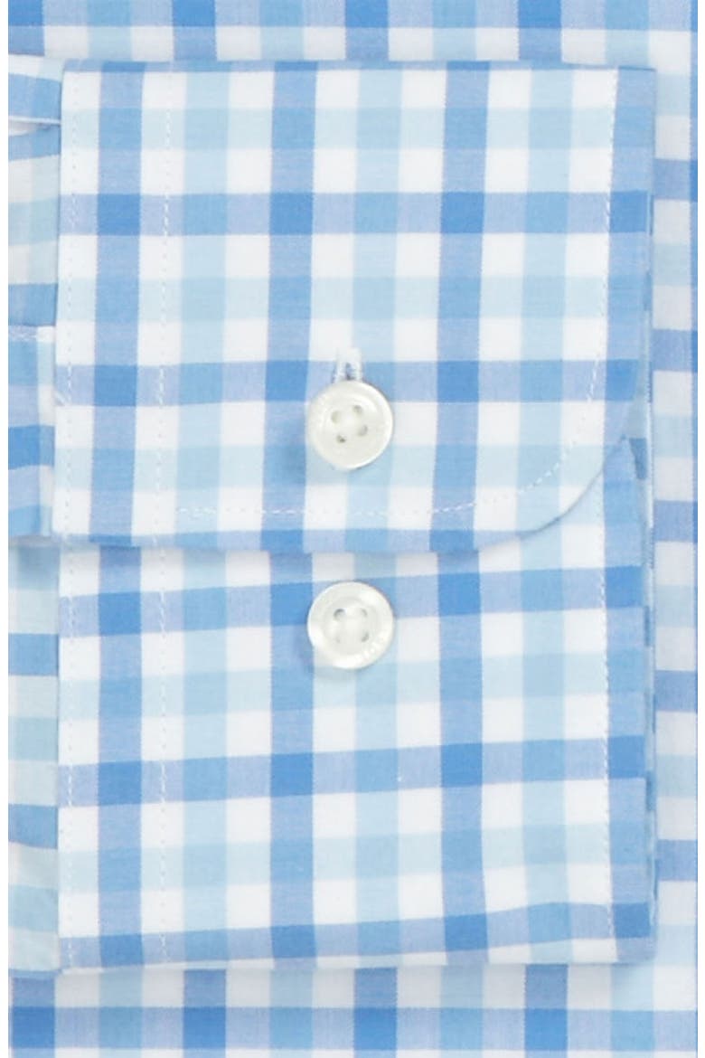 Trim Fit Cotton Dress Shirt, Alternate, color, BLUE CHECK