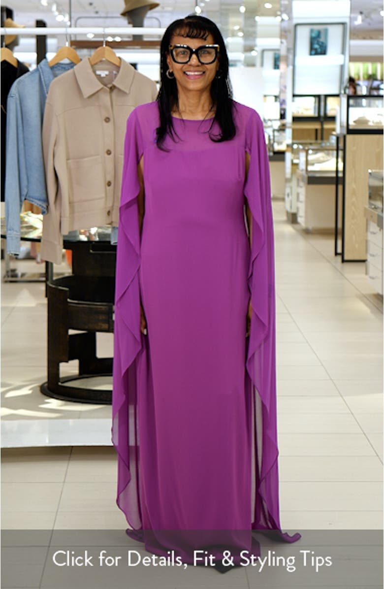 Cape Sleeve Georgette Gown, sales video thumbnail