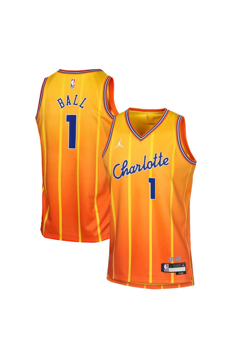 Nike Youth Nike LaMelo Ball Orange Charlotte Hornets 2025/26 City Edition Swingman Jersey, Main, color, Orange