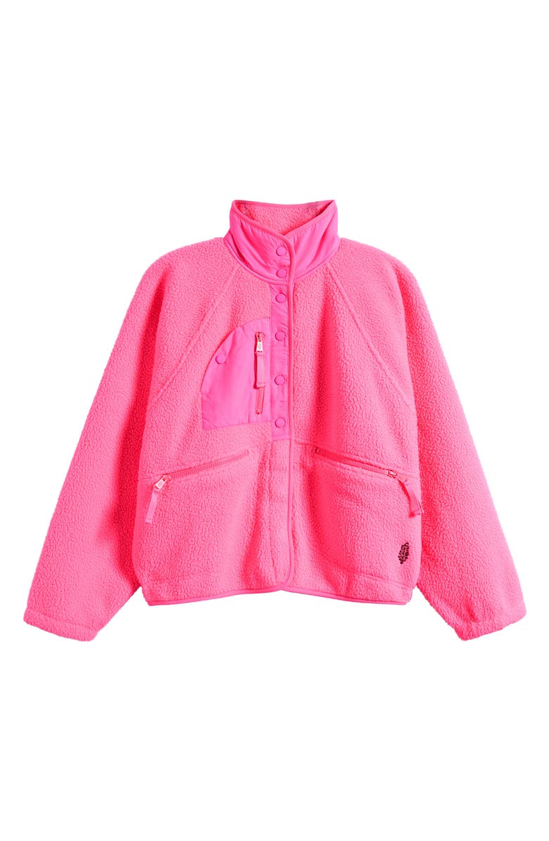 Free People FP Movement Hit the Slopes Fleece Jacket, Alternate, color, Hot Pink