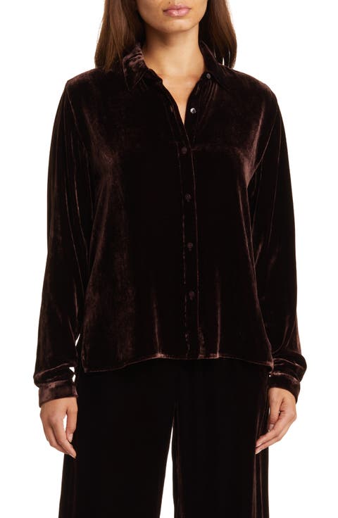 Classic Collar Easy Velvet Button-Up Shirt