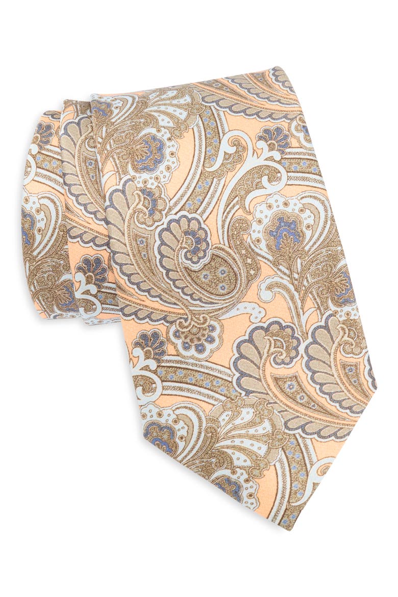 Paisley Silk Tie, Main, color, ORANGE