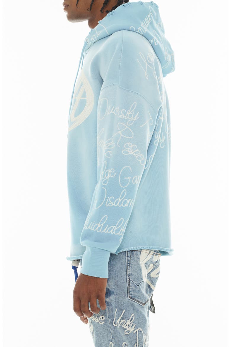 Logo Cotton Hoodie, Alternate, color, BLUE GLOW