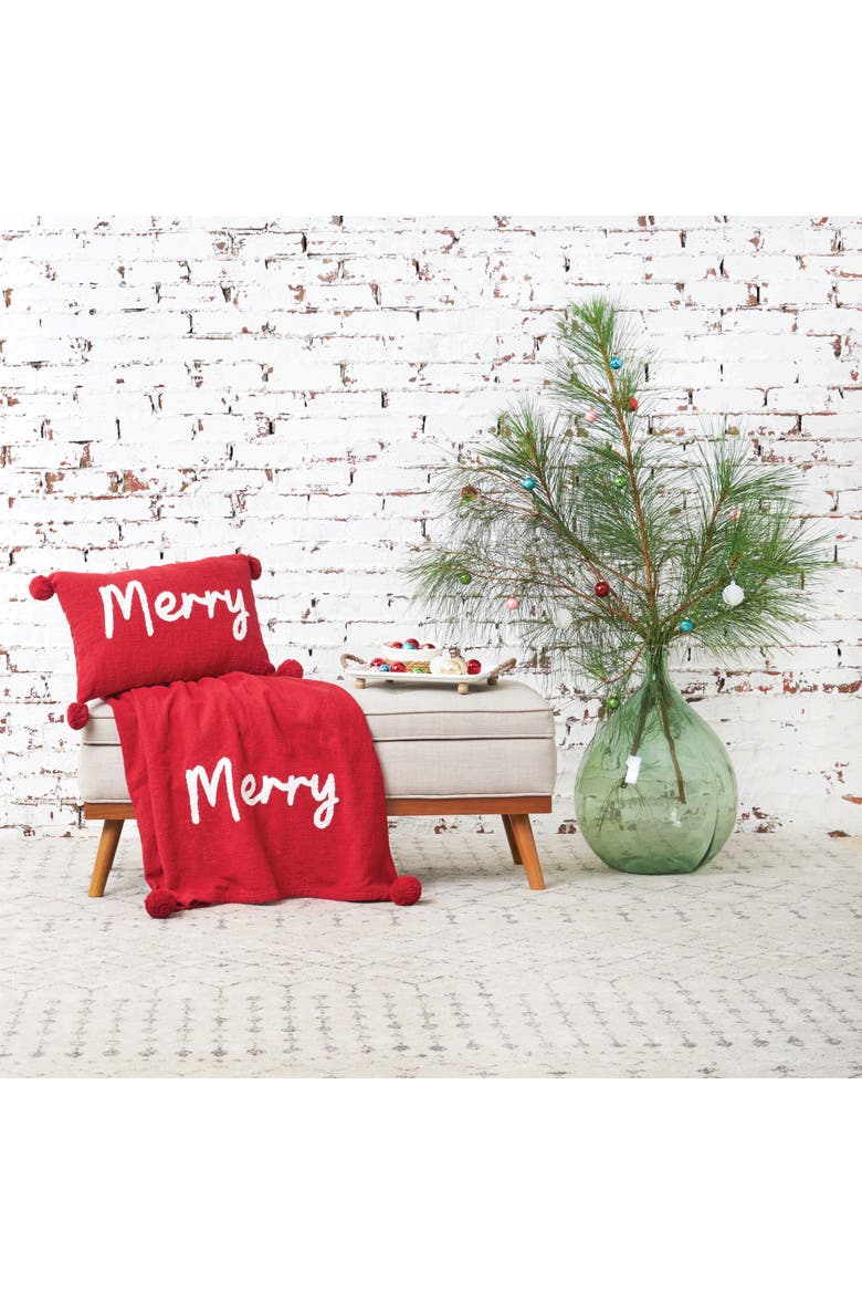 A Christmas Holiday Tufted Solid Throw Blankets, Alternate, color, Red