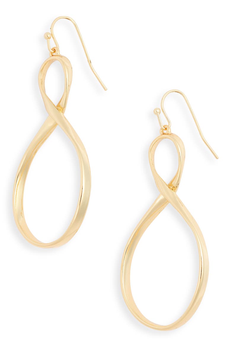 Infinity Twist Earrings, Main, color, GOLD
