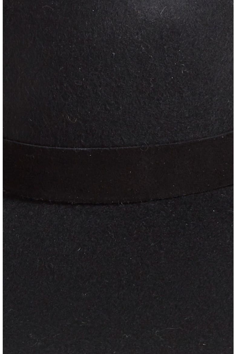 Suede Trim Floppy Wool Hat, Alternate, color, BLACK