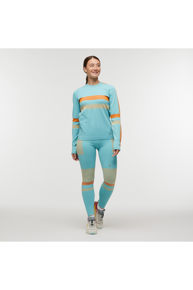 Debajo Seamless Baselayer Crew - Women's, Alternate, color, Bluebird Stripes