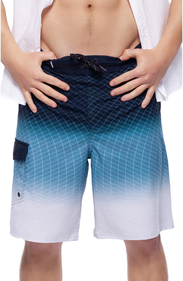 Rokka&Rolla Quick-Dry Swim Trunks with Elastic Waist, Alternate, color, Midnight Gradient