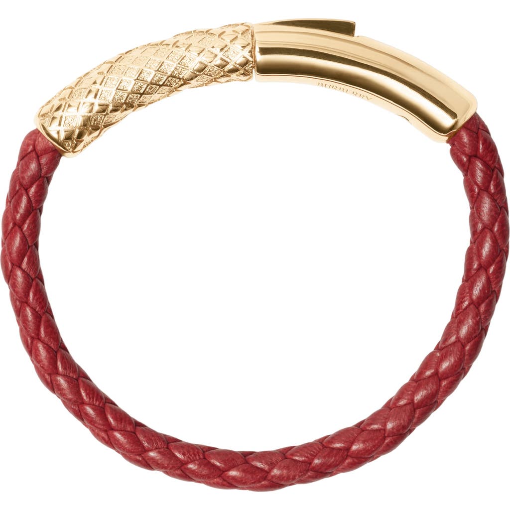 Burberry Leather Check Bracelet In Gold/rust