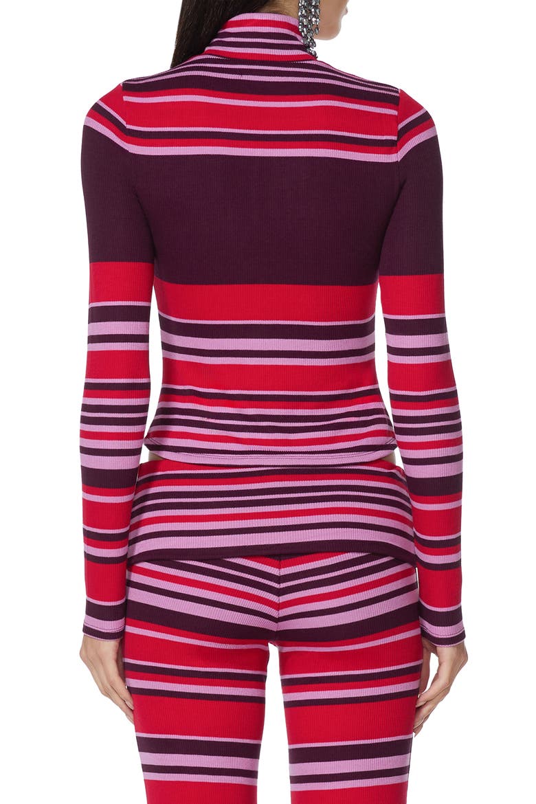 Navarro Full Zip Striped Rib Mock Neck Top, Alternate, color, STRIPED KISS