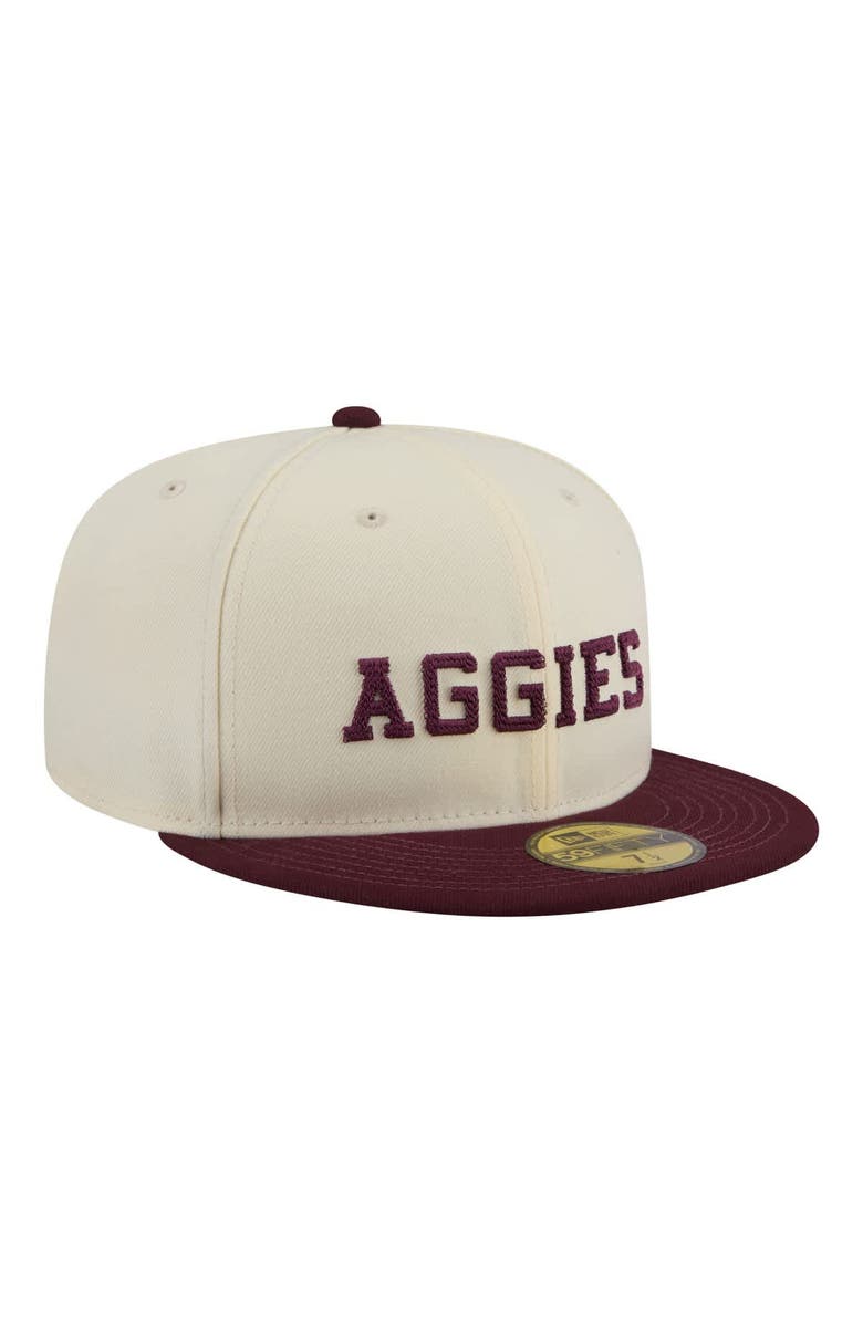 New Era Men's New Era  Cream/Maroon Texas A&M Aggies Two-Tone Script 59FIFTY Fitted Hat, Alternate, color, Cream