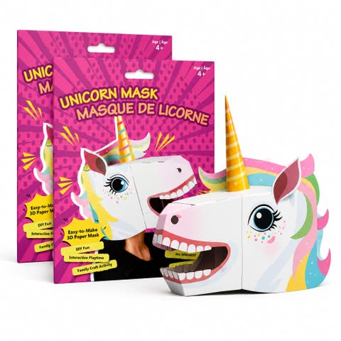 3D Paper Unicorn Mask Craft for Kids (2 Pack), Fun & Easy Activity for Creative Play
