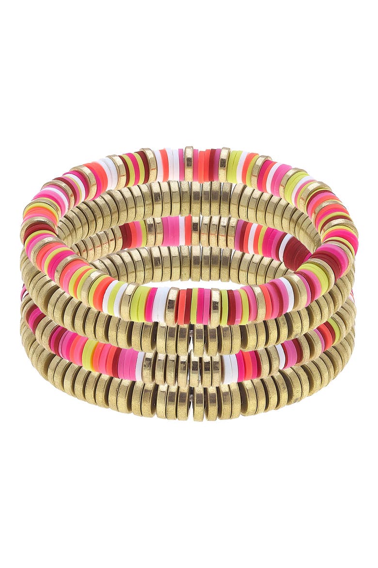 Emberly Set of Four Stacking Bracelets, Main, color, CITRUS