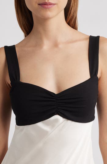 Contrast Sleeveless Satin Minidress
