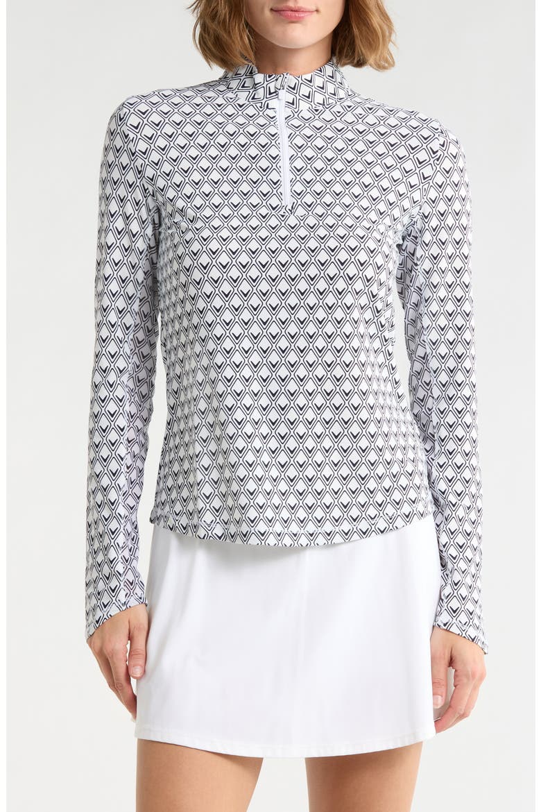 Geometric Chevron Quarter Zip Pullover, Main, color, BRILLIANT WHITE