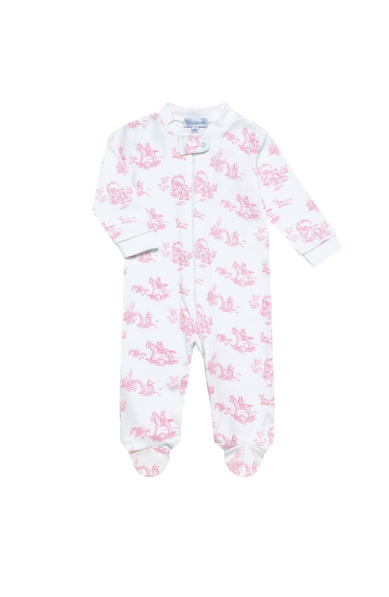 Nellapima Pink Toile Zipper Footie - Baby, Alternate, color, Pink