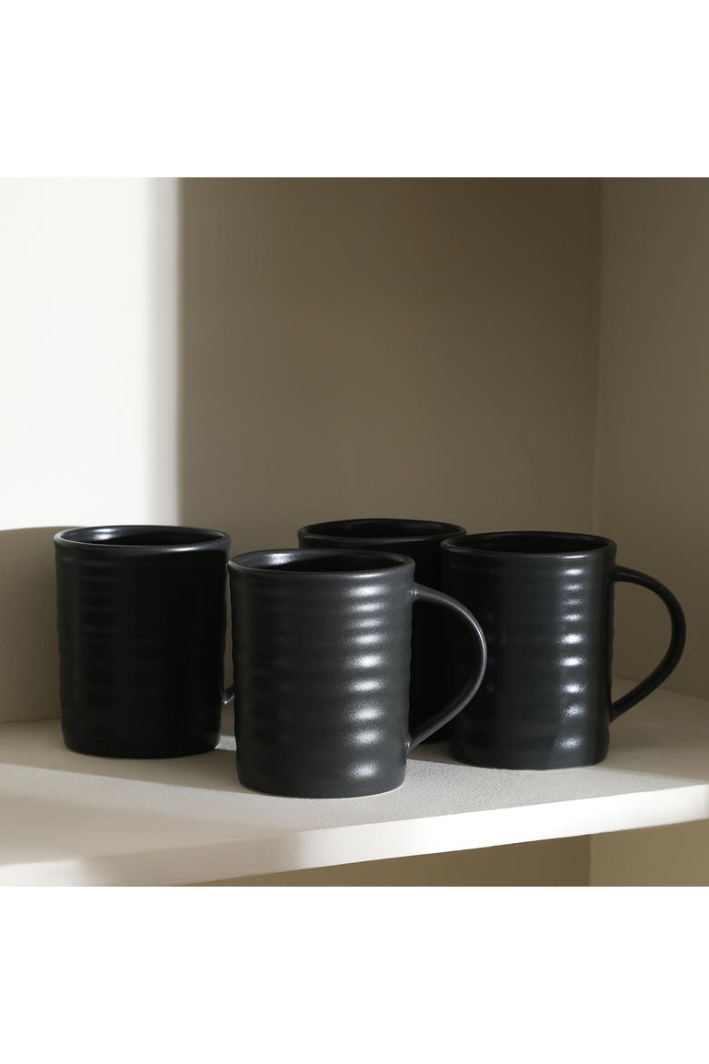 Orbit Stoneware 16-Piece Dinnerware Set with Cereal Bowls and Mugs, Alternate, color, Charcoal