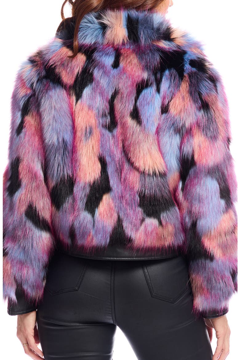 Cosmo Faux Fur Crop Jacket, Alternate, color, PURPLE MULTI