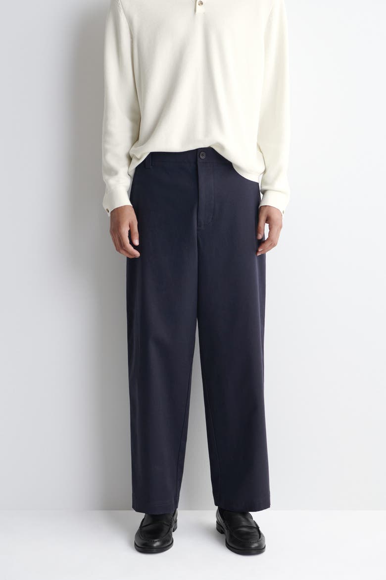 Cotton-Twill Relaxed-Fit Straight-Leg Pants, Alternate, color, NAVY